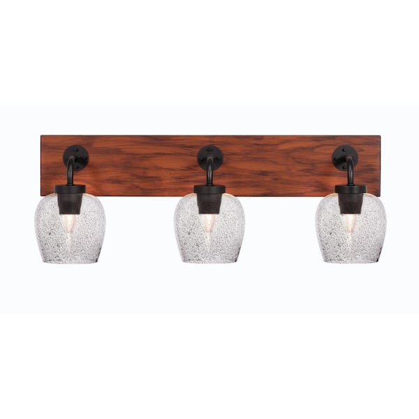 Unbranded Kirby 26.75 in. 3-Light Matte Black and Painted Wood-look Metal Vanity Light
