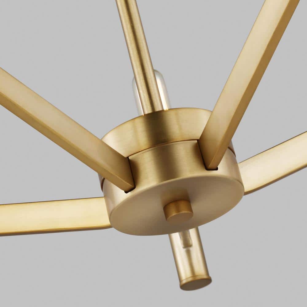 Vector Mid-Century Modern 5-Light Satin Brass Semi-Flush Mount