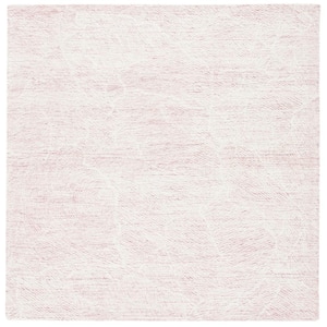 Metro Pink/Ivory 6 ft. x 6 ft. Solid Color Abstract Square Area Rug