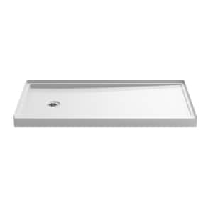 Rely 60 in. x 30 in. Single Threshold Alcove Shower Pan Base with Drain in White
