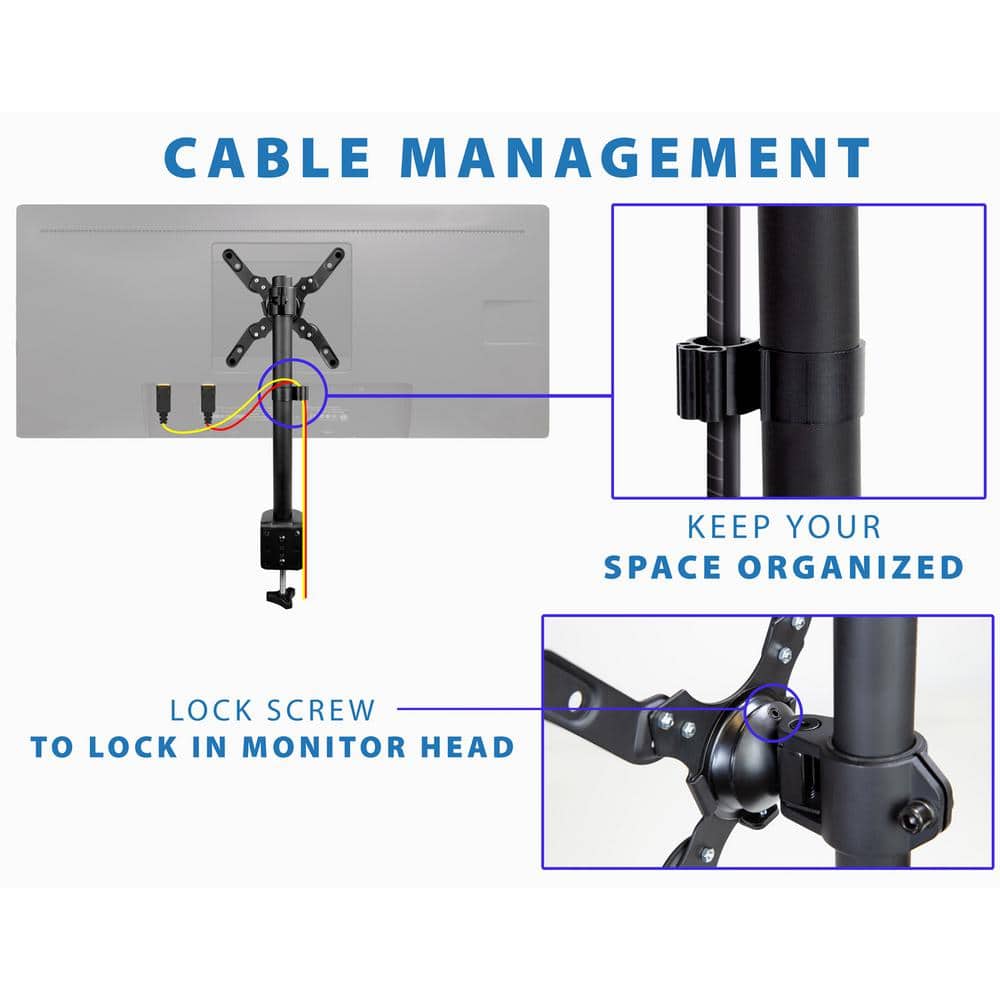 Black Heavy-Duty Adjustable Desk Mount for Monitors and TVs up to 42"