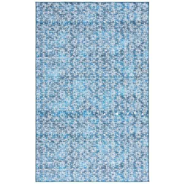 Arizona 3 ft. x 5 ft. Blue/Gray Machine Washable Diamond Geometric Area Rug
