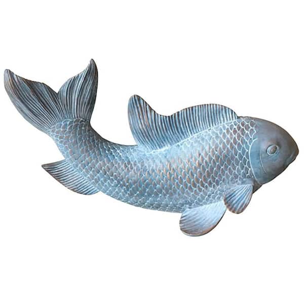 Unbranded Blue Polyresin Koi Fish Statue 23 in.