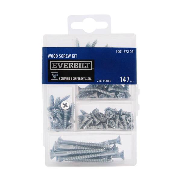 Everbilt 147 Piece Zinc Plated Wood Screw Kit 803214 The Home Depot
