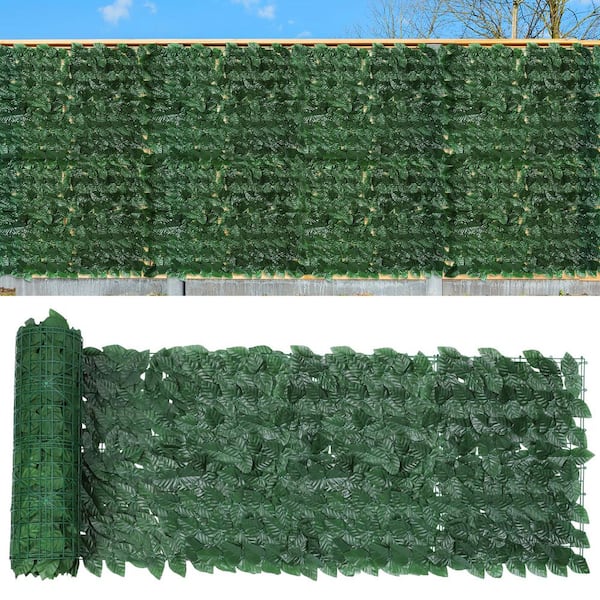 Oumilen 60-Pieces Artificial Green Leaves Privacy Fence Screen, Hedge Backdrop for Balcony, Indoor, Outdoor Garden Fence