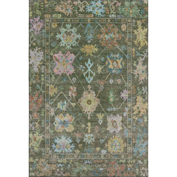 Mayfield Premium Machine Washable Abstract AMF2234 Fern 9 ft. x 12 ft. Area Rug