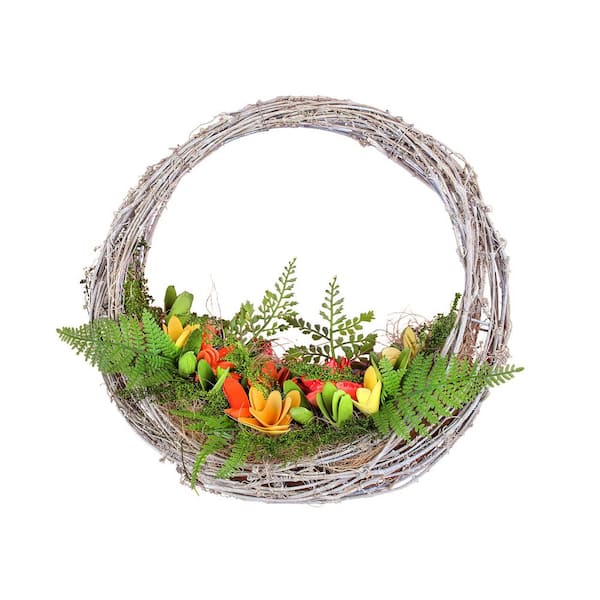 National Tree Company 15 in. Spring Multi Floral Hammock Wreath