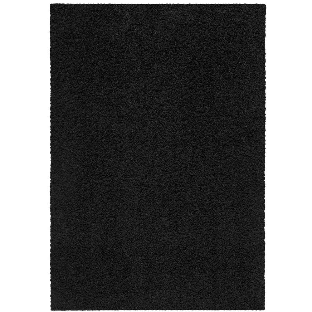 Black Polyester 5 ft. x 7 ft. Solid Indoor/Outdoor Area Rug