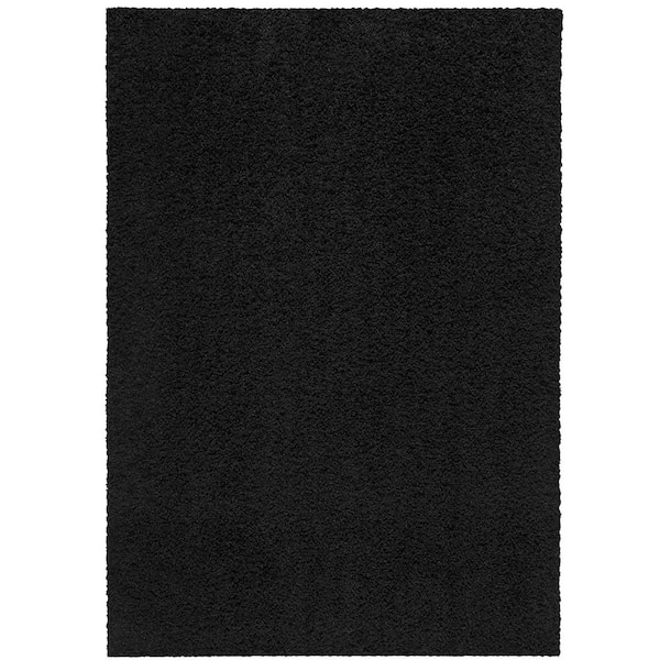 Black Polyester 5 ft. x 7 ft. Solid Indoor/Outdoor Area Rug