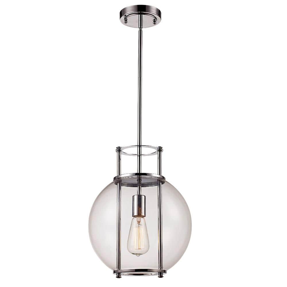 Grove Polished Chrome Globe Pendant Light with Clear Glass Shade