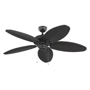 Cruise 52 in. Matte Black Indoor/Outdoor Ceiling Fan with Palm Leaf Blades
