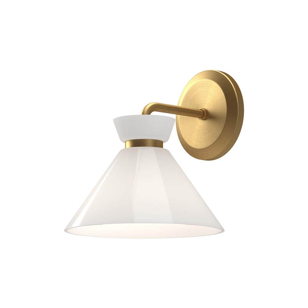 Halston 8-in 1 Light 40-Watt Brushed Gold/Glossy Opal Glass Vanity Light price history on PriceWatchPro