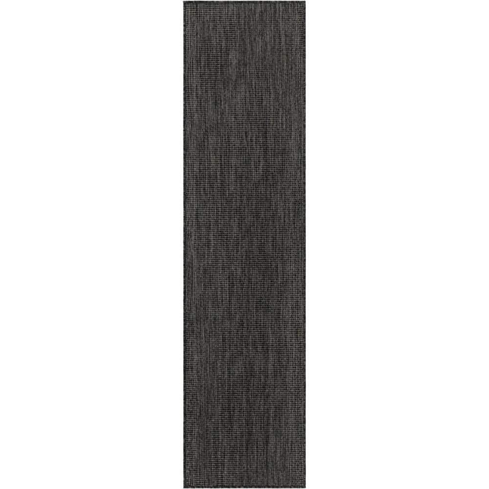 Unique Loom Outdoor Solid Black 2 ft. x 8 ft. Area Rug 3194083 The