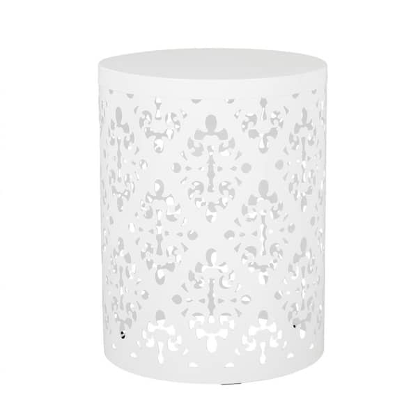 Sudzendf Outdoor Metal End Table with Floral Pattern and