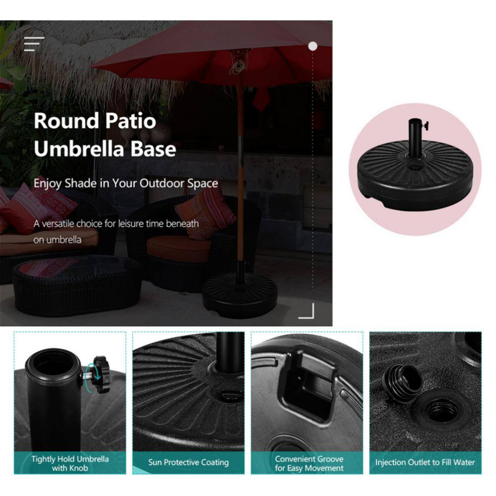 20'' Black Steel and HDPE Round Water Filled Umbrella Base