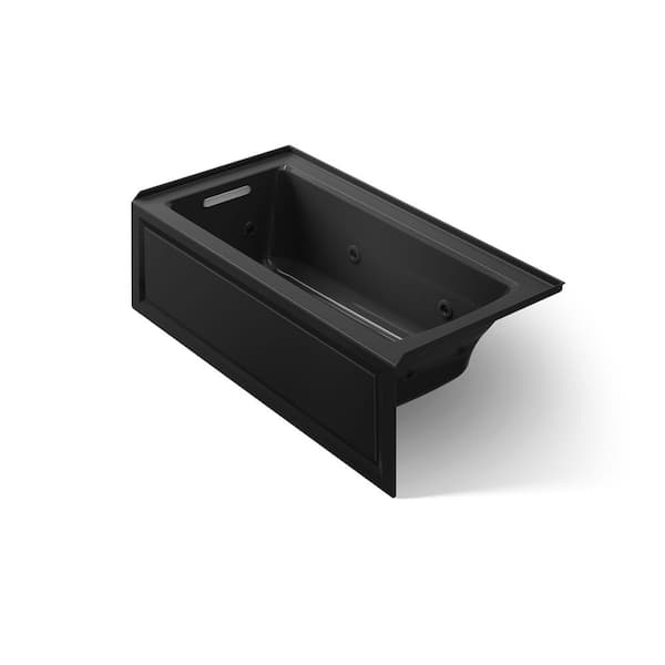 Archer 60 in. x 30 in. Whirlpool Bathtub with Left Drain in Black