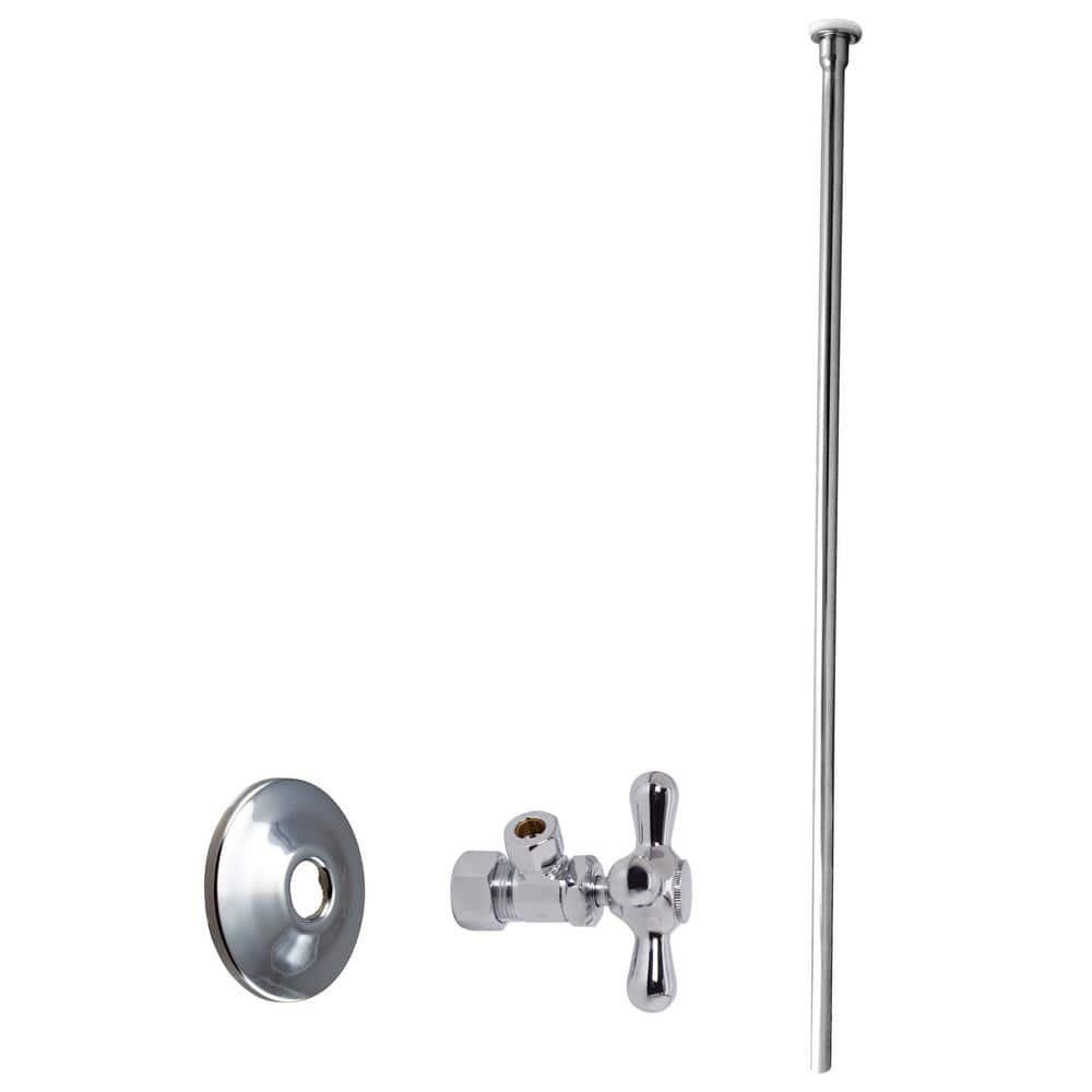 Westbrass Toilet Kit - 5/8 in. OD x 3/8 in. OD x 20 in. Flat Head in Polished Chrome