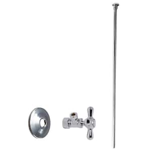 5/8 in. x 3/8 in. OD x 20 in. Flat Head Toilet Supply Line Kit with Cross Handle Angle Shut Off Valve, Polished Chrome