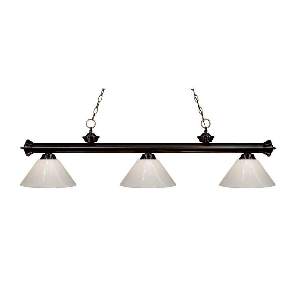 Riviera Bronze Elegance 57" Billiard Light with Fluted Golden Shades
