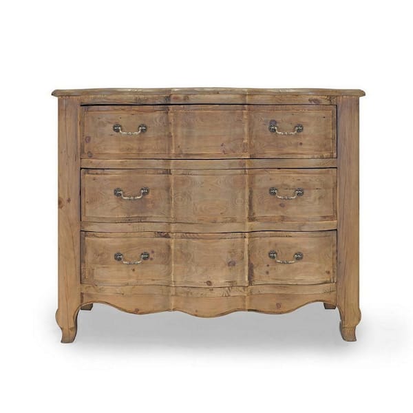 Benjara 42 in. Brown 3-Drawer Wooden Dresser Without Mirror