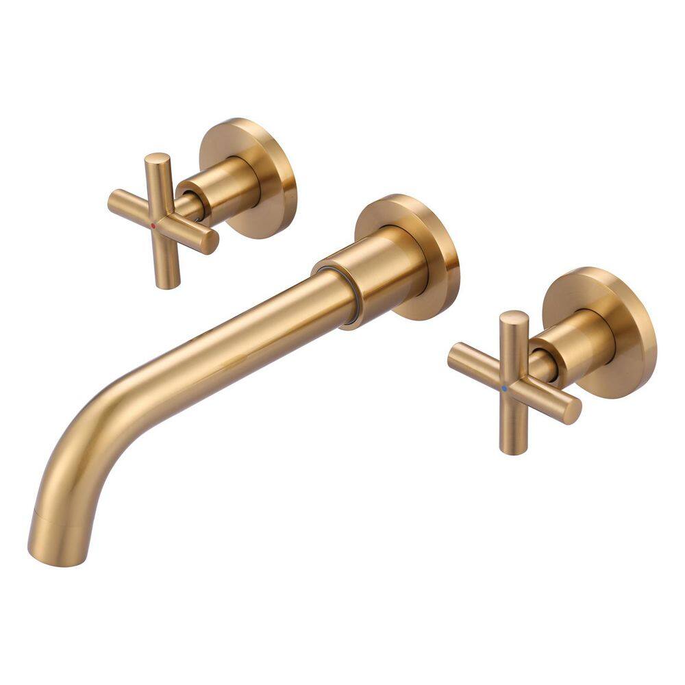 Double Handle Wall Mounted Bathroom Faucet with Brass Rough in Lever Handle in Brushed Gold price history on PriceWatchPro