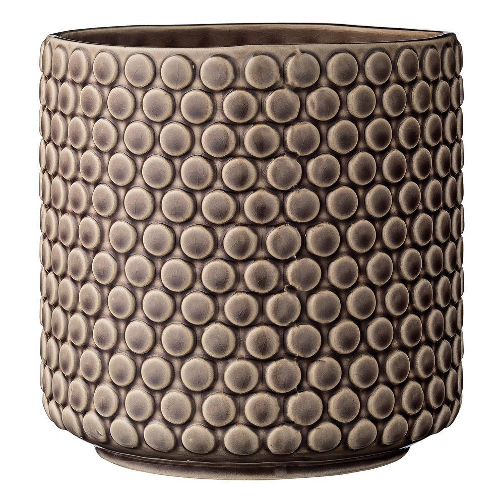 Bloomingville Round Brown Polka Dot Stoneware Flower Pot