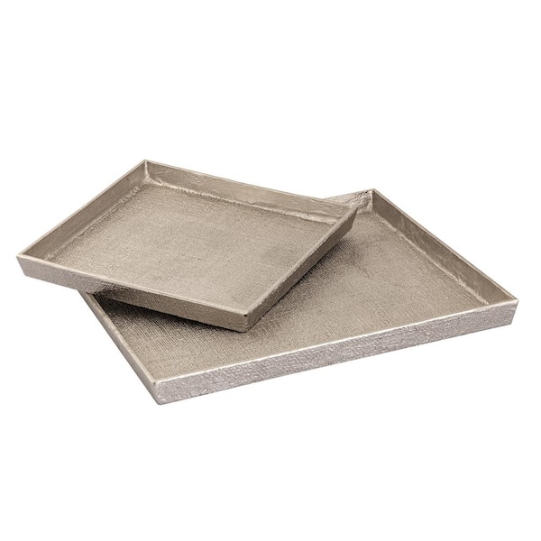 Titan Lighting Ellis 22 in. Antique Nickel Metal Decorative Tray - Set of 2
