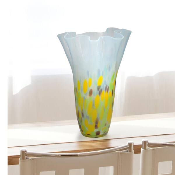 Dale Tiffany 13.75 in. Multi-Colored Ivy Flow Hand Blown Art Glass Vase