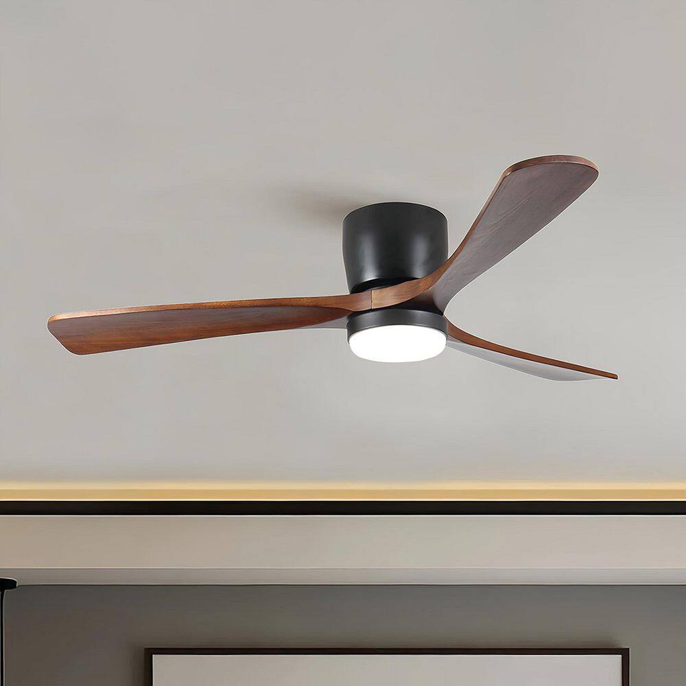 Serenity Shine 52 in. Integrated LED Indoor Flush Mount Black Standard Ceiling Fan with Light and Remote price history on PriceWatchPro