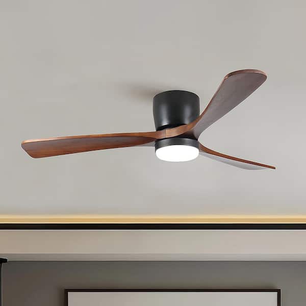 Serenity Shine 52 in. Integrated LED Indoor Flush Mount Black Standard Ceiling Fan with Light and Remote