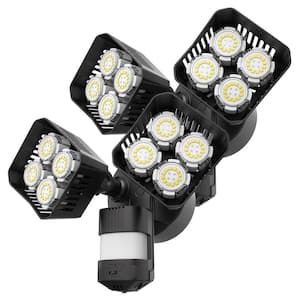 700 Watt Equivalent 7000 Lumens 180-Degree Black Motion Activated Dusk to Dawn Integrated LED Flood Light 5000K, 2-Pack