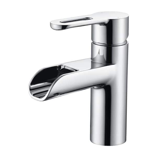 LUXIER Waterfall Single Hole Single-Handle Bathroom Faucet in Chrome