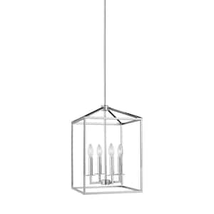 Perryton Small 12.25 in. 4-Light Chrome Modern Transitional Candlestick Hanging Pendant