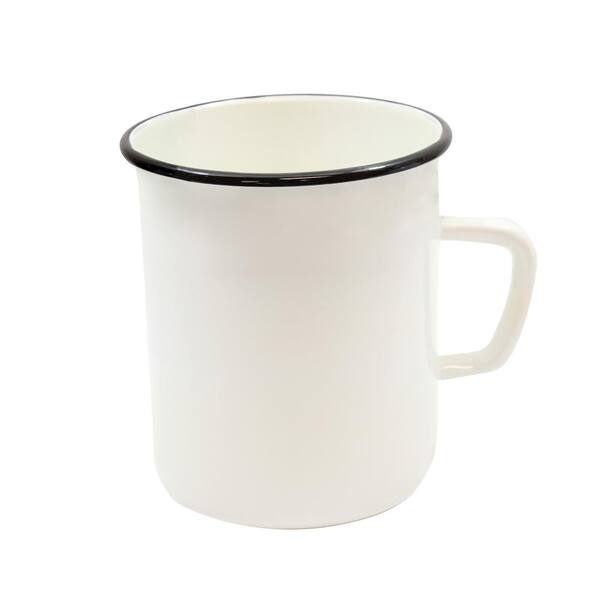 White Enamel Mug Metal Coffee Mug Rustic Cup Cottage Style Coffee Mug  Сamping Tableware Tin Mug Gift for Traveler Cup With Black Rim 