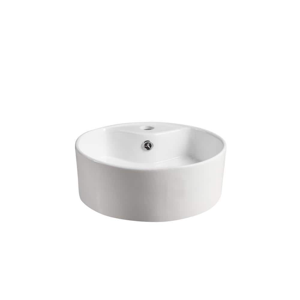 Elanti 15'' White Porcelain Circular Bathroom Sink