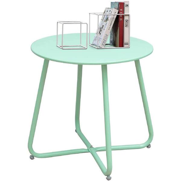 Macaron Blue Round Metal Outdoor Side Table ST627A272 The Home Depot