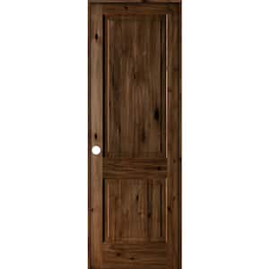 32 in. x 96 in. Rustic Knotty Alder Wood 2-Panel Right-Hand/Inswing Provincial Stain Single Prehung Interior Door
