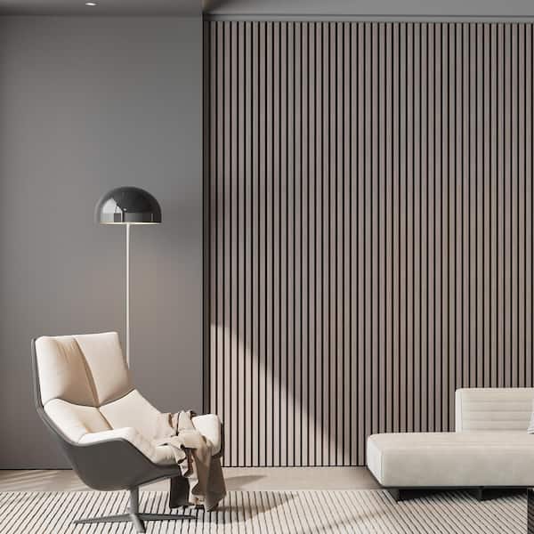 0.9 in. x 1.05 ft. x 7.87 ft. Walnut Acoustic/Sound Absorb 3D Oak Overlapping Wood Slat Decorative Wall Paneling 2-Pack