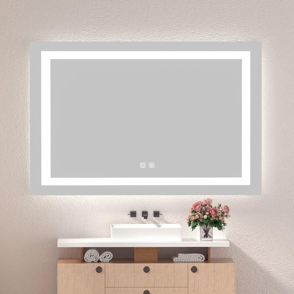 Miscool Anky 48 in. W x 36 in. H Rectangular Frameless Wall Mounted LED Bathroom Vanity Mirror