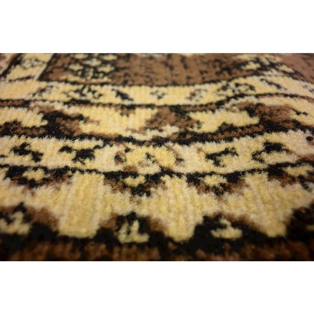 Taftan Brown and Cream Synthetic Runner Rug