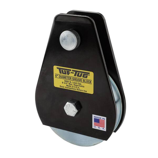 TUF-TUG 6 in. Wire Rope Snatch Block, Plain Mount, 6,000 lbs. Capacity