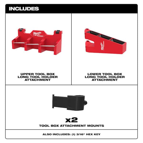 Milwaukee PACKOUT Long Tool Holder Tool Box Rack Attachment