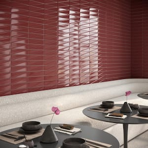 Rhythm Ruby Red 2.99 in. x 12 in. Glossy Ceramic Subway Wall Tile (4.99 sq. ft./Case)