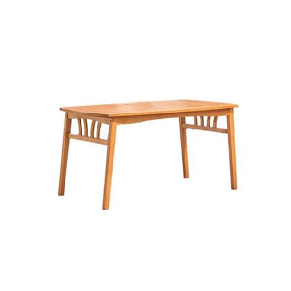 ITOPFOX 30 in. H Outdoor Patio Solid Wood Dining Table with Umbrella Hole in Teak
