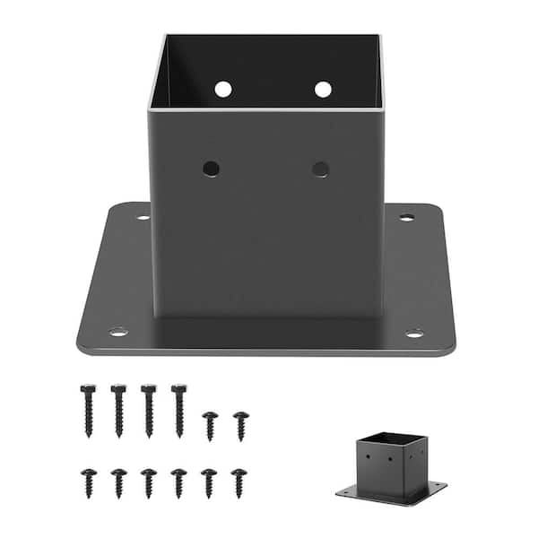 Afoxsos Steel 4 x 4 Post Base Black Powder-Coated Heavy Duty Anchor for Wood Deck Porch Railing Mailbox Support (1-Pack)