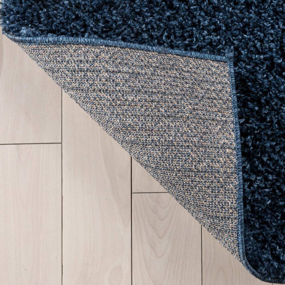Dark Blue Reversible Solid Shag 5' x 7' Rug