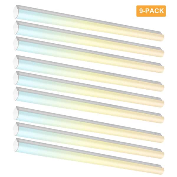 4 ft. Linear Integrated LED Dimmable Strip Light Shop Light, CCT/Wattage/Lumen Selectable, 0-10-Volt Dimming (9-Pack)