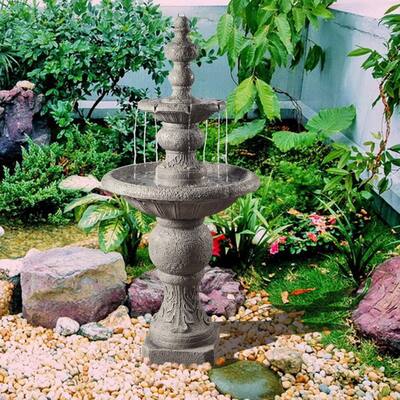 Outdoor Icy Stone 2-Tier Waterfall Fountain