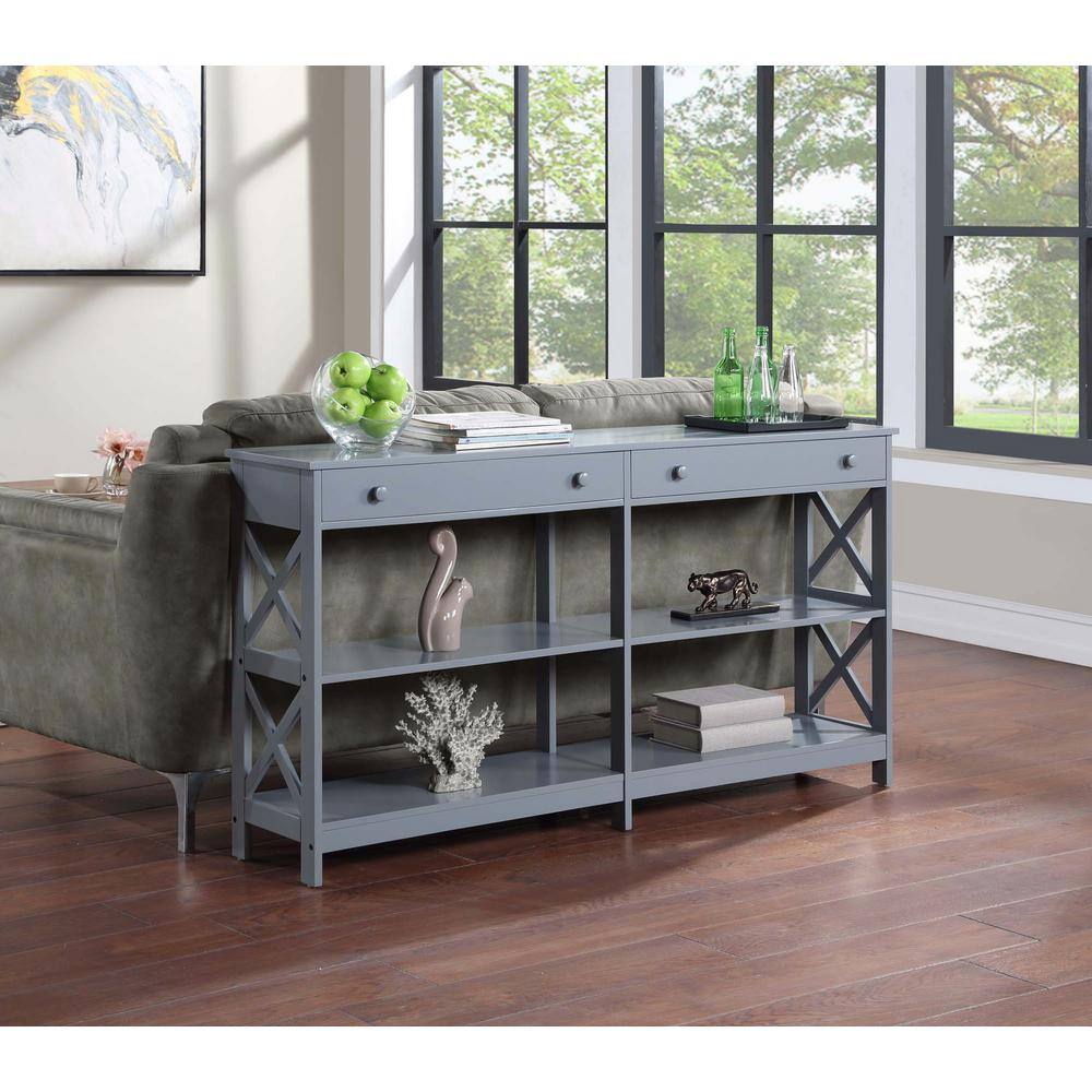 Oxford Gray 60" Wood and Metal Console Table with Storage