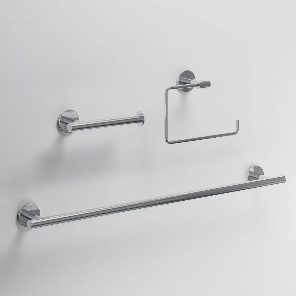 Elan 3-Piece Bath Hardware Set with 24 in. Towel Bar, Toilet Paper Holder, Hand Towel Holder in Chrome price history on PriceWatchPro